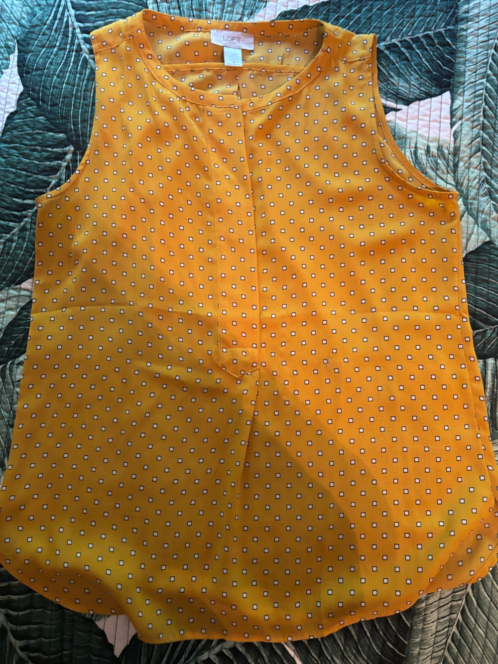 LOFT Yellow Mustard Sleeveless Dot Shell